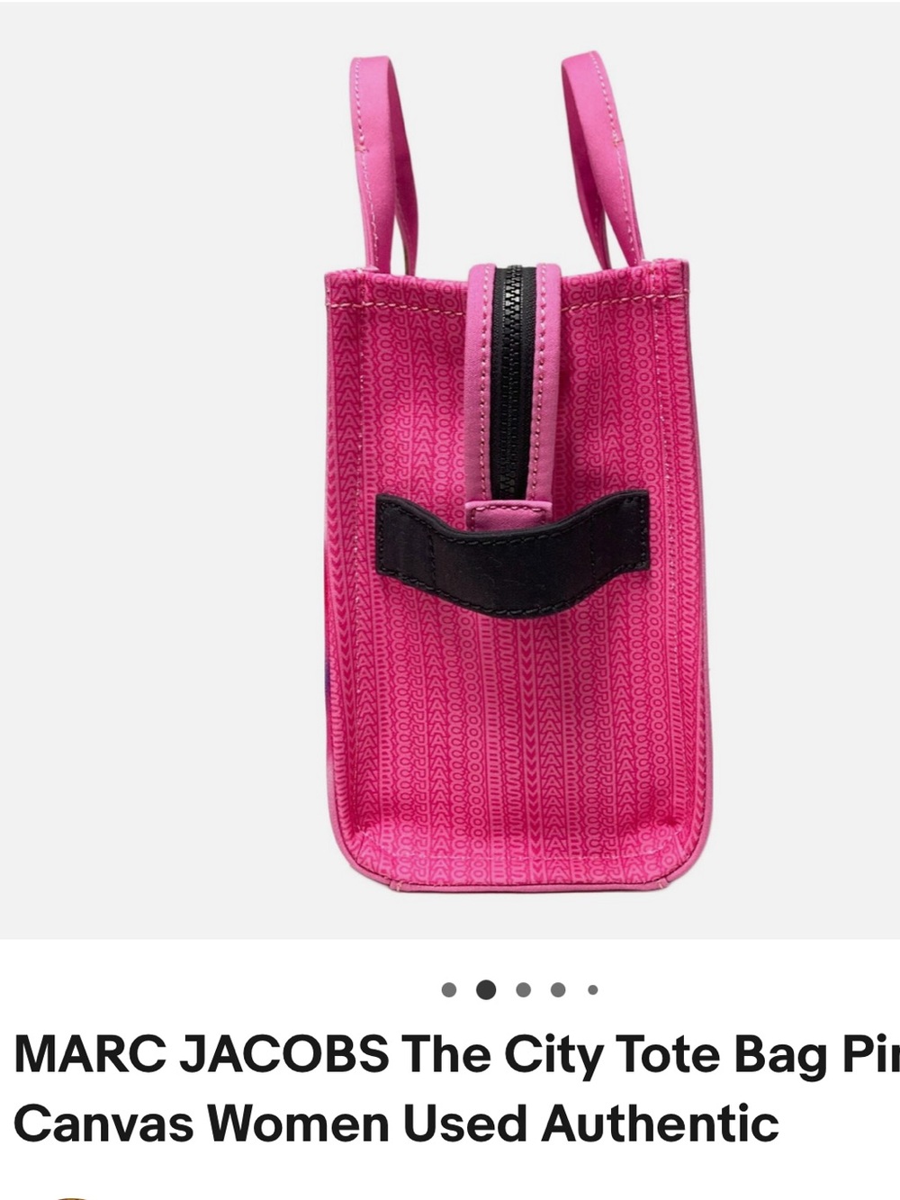 Marc Jacobs Pink Graphic City Tote with Black Strap - Picture 3 of 10